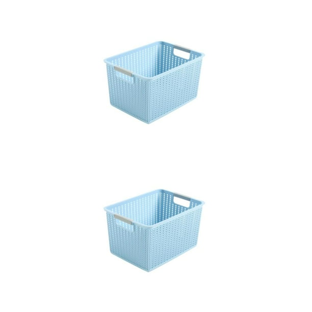 Caja de plástico duradera Inteprter Organizador de almacenamiento apilable azul METRO 2Conjunto