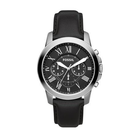 Fossil Men's Grant Chronograph Black Leather Strap Watch (FS4812IE)