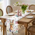 thumbnail image 4 of Easter Table Runner 70 Inches Long for Kitchen Dining, Spring Flowers Wreath Rabbit Budding Florals Dresser Scarf Farmhouse, Dining Table Decorations for Wedding/Parties, 13 x 70 In, 4 of 8