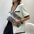 thumbnail image 3 of Bolso de mano con estampado de serpiente de cuero PU retro para mujer (negro) Tmvgtek Oficina Multiescena Multifunción, 3 of 9