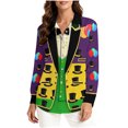thumbnail image 3 of TaTaai Ladies Mardi Gras Printed Long Sleeve Loose Casual Shirt Unisex Lapel Fashion Blouse Holiday Top for Daily Office Party Streetwear Spring Summer Wear Gift, 3 of 9