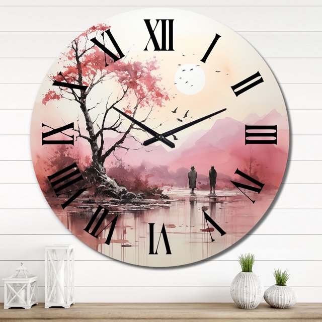 Designart "Experiment With Contemporary Art painting" Landscapes Oversized Wall Clock