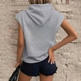 thumbnail image 7 of Dorinao Hoodies for Teen Girls Short Sleeve Preppy Puff Print Graphic Sweatshirt Casual Summer Pullover Tops, Grey Women Blending Shirts, 3XL, 7 of 7
