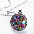 thumbnail image 2 of Graffiti Glass Circular Pendant Necklace - Dazzling Jewelry for Women, 2 of 5