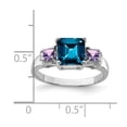 thumbnail image 2 of White Sterling Silver Ring Band Gemstone London Blue Topaz Amethyst Purple Diamond Round, 2 of 2