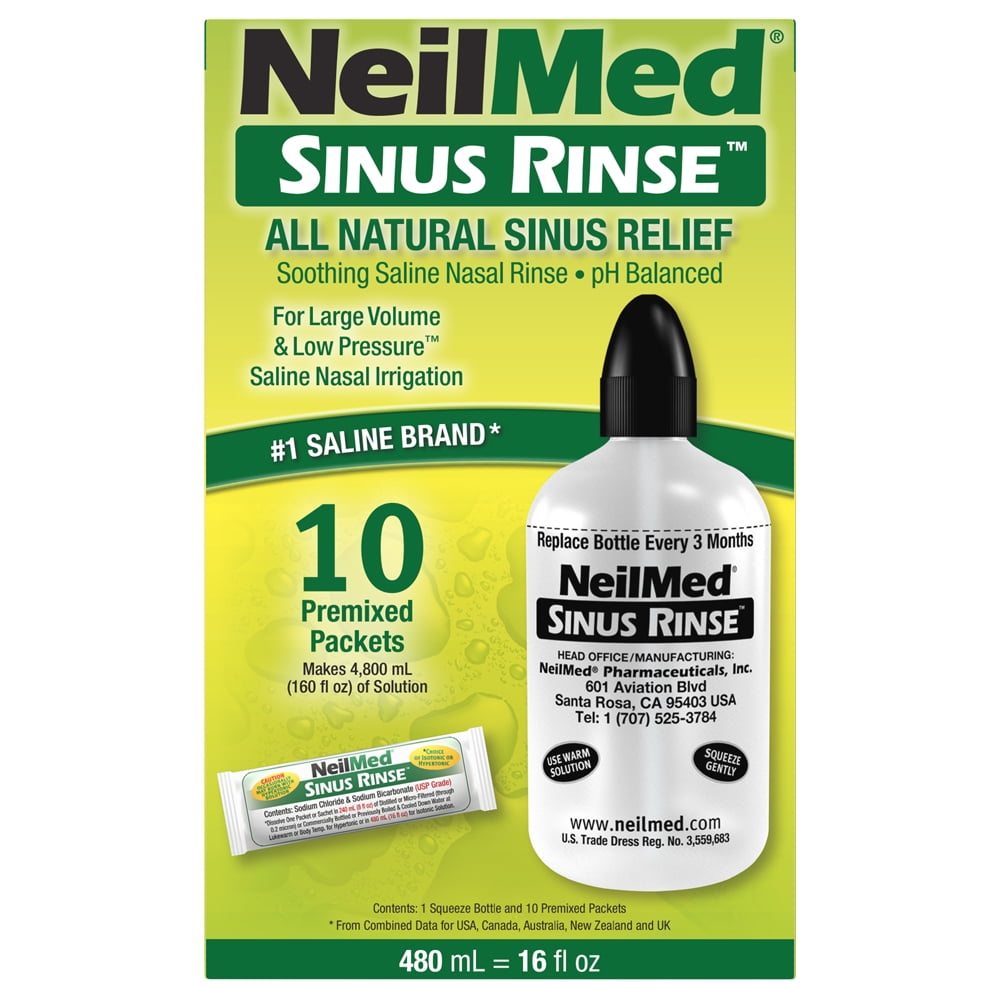 NeilMed Sinus Rinse - 2x8fl oz Bottles Nasamist Saline Spray 75mL - 250  packets, 1 unit - Kroger