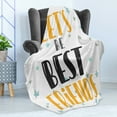 thumbnail image 4 of Best Friend Soft Flannel Fleece Blanket, Long Bold Font with Pastel Cold Toned Stars on the Backdrop Let's Be Friends, Cozy Plush for Indoor and Outdoor Use, 50" x 70", White Orange, by Ambesonne, 4 of 5