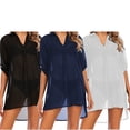 thumbnail image 5 of Women Chiffon Beach Cover Up Shirt Bikini Beachwear Bathing Suit Beach Dress, 5 of 6