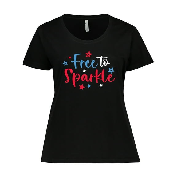 Inktastic 4th of July Free to Sparkle in Red White and Blue Women's Plus Size T-Shirt