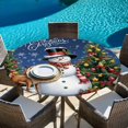 thumbnail image 6 of Navy Blue Christmas Round Tablecloth, Fitted Table Cover with Elastic for 55"-60" Round Tables, Snowman Xmas Tree Snowflake Gifts Elk Table Cloth Outdoor Indoor Dinning Party Waterproof Tablecloths, 6 of 7