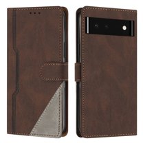 SaniMore Wallet Case for Google Pixel 7A, Magnetic PU Leather [RFID Blocking] Card Slot Wrist Strap Folio Cover with Kickstand & Wireless Charging TPU Shockproof Interior Cover, Brown