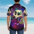 thumbnail image 6 of JUNZAN Mushrooms and Skull Pattern Hawaiian Shirt for Men,Summer Beach Casual Short Sleeve Button Down Shirts-Medium, 6 of 9
