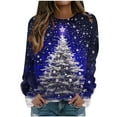 thumbnail image 2 of Ounisa Merry Christmas Sweatshirt for Women Drop Shoulder Long Sleeve Christmas Tree Pullover Lightweight Shirt, 2 of 5