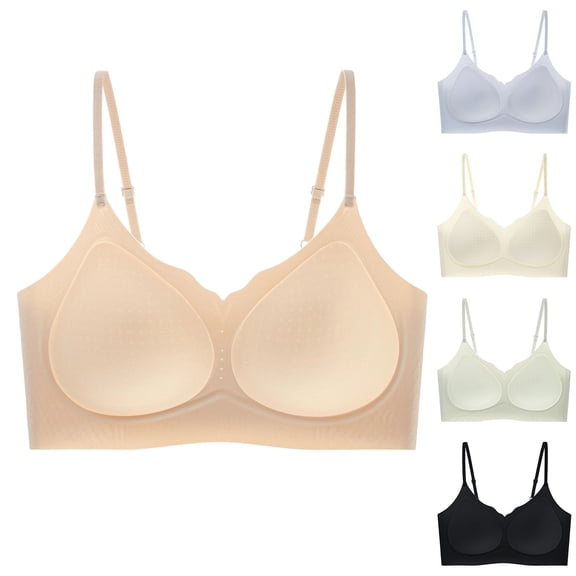 Agkizg Satin Wireless Push Up Bra Breathable Soft Fabric Comfortable Light Support Everyday Casual Wear Bralette (Women's or Women's Plus)