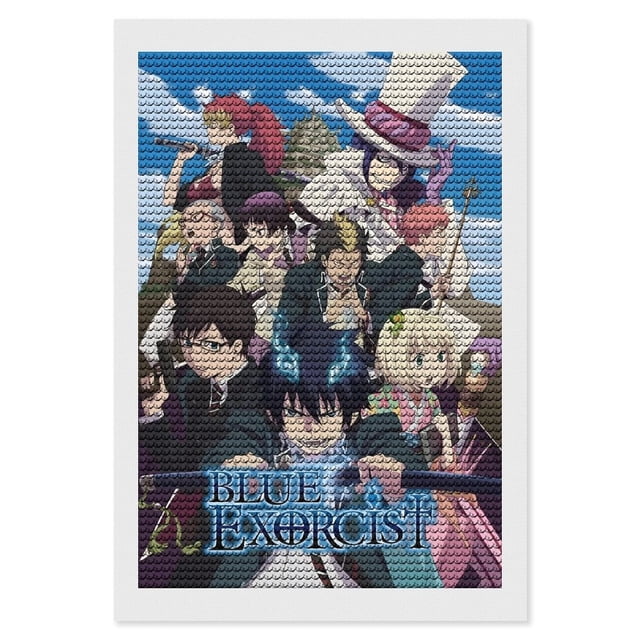 Blue Exorcist Kits de Pintura de Diamantes para Adultos 5D DIY Diamond Art Kits Full Drill Diamond Dots para Regalo Decoración de Pared y Relajación Artes de Gemas 20*30cm