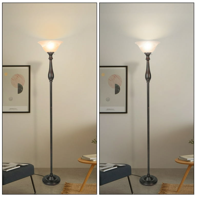 HonoDing Torchiere Floor Lamp with Glass Shade photo 2