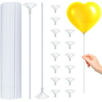 NOGIS 40 PCS Balloon Sticks, 12.6 Inch Sticks with Cups, Plastic Sticks for Anniversary, Birthday, Wedding Decoration, Centerpieces, White