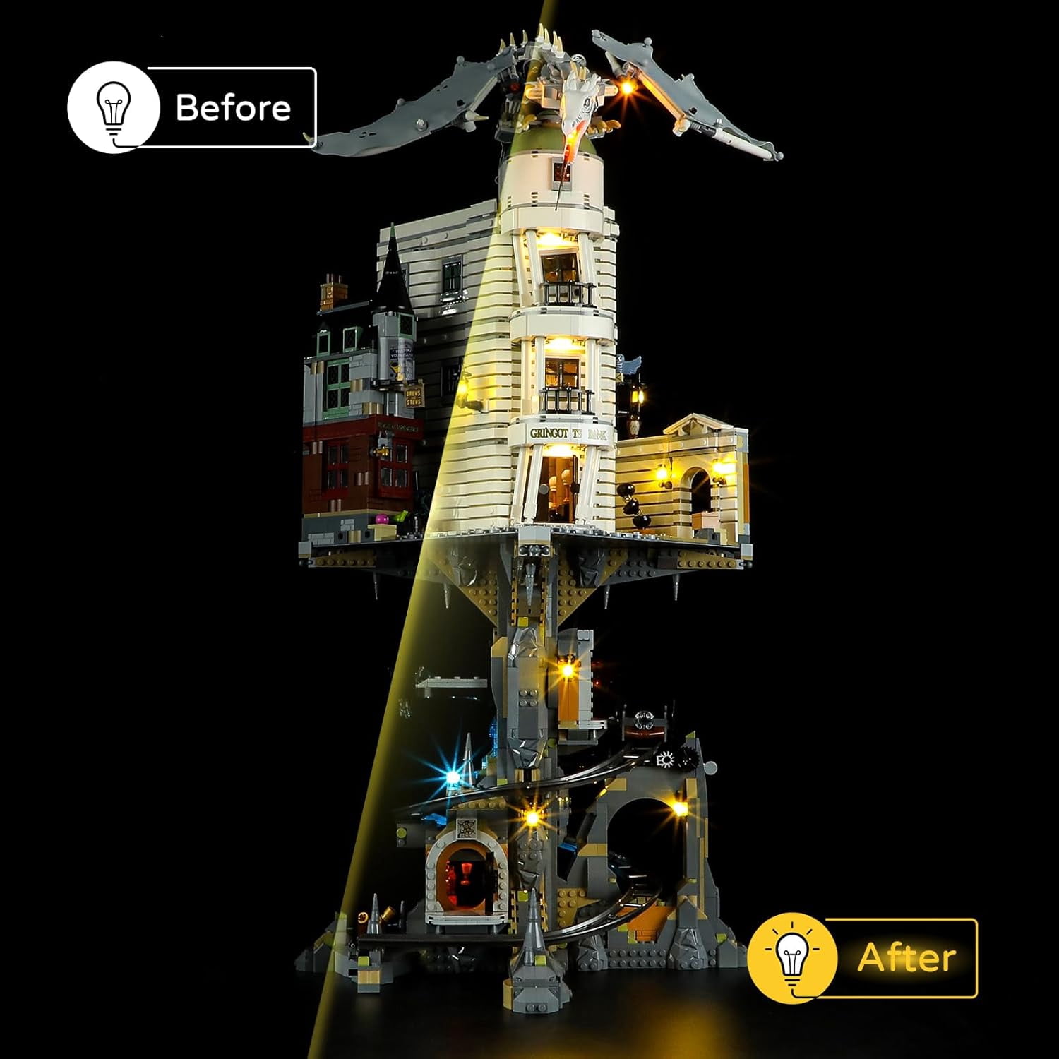 LED Light for Lego-76417 Harry Potter Gringotts Wizarding Bank-Collectors’Edition Building Blocks Model (Lego Set NOT Included)