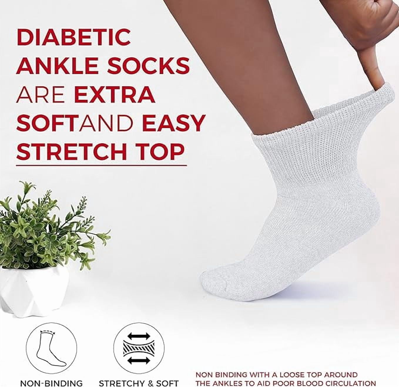 Diamond Star Diabetic Ankle Socks - Non Binding Quarter Socks for Men & Women, Cushion Circulatory Socks (White - 12 Pairs, Socks Size 10-13, Fit Men's Shoe Size 7-12)