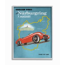 Stupell Industries Motorcycle Grand Prix Racing Sports European Poster Vintage Framed Wall Art Design by Mark Rogan, 16" x 20", Gray Framed