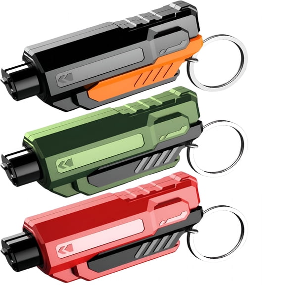 EXLEAF Window Breaker and Seatbelt Cutter Keychain, 2 in 1 Car Safety Hammer Glass Break Under Water, Emergency Window Punch Escape Tool for Vehicle (3, redgreenorange)