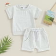 thumbnail image 2 of Bagilaanoe 2pcs Toddler Baby Boy Girl Shorts Set Short Sleeve T Shirt Tops + Shorts 3M 6M 12M 18M 24M 3T Kids Casual Summer Clothes, 2 of 7