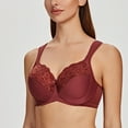 thumbnail image 3 of MELENECA Underwire Minimizer Bra for Women Cabernet Red 48F, 3 of 5