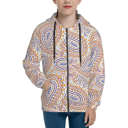 

Hoodies for Women Paisley Pattern No.9077 Long Sleeve Sweatshirt Drawstring Zip Up Hoodie with Pockets Teen Girl Clothes
