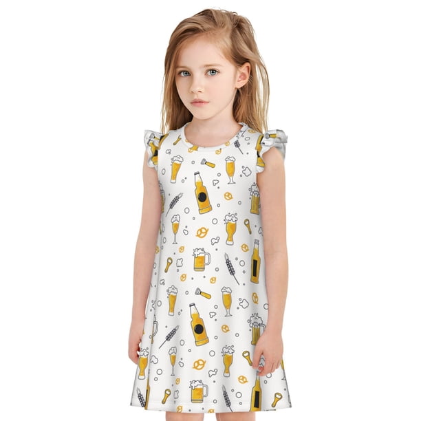 Fotbe Beer Vestido de Dormir para Niñas de 3 a 10 Años, Mangas Cortas, Estilo Princesa, Pijama Camisón con Mangas Voladas-XX-Large