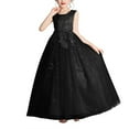 thumbnail image 2 of HOMADLES Teen Dress for Girls Crewneck Mesh Soft Ruffed Layered Breathable SleevelessFashion Princess Dress Black 5 T, 2 of 5