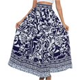 thumbnail image 2 of Womens Maxi Skirt 2025 Casual Flowy Elastic High Waist Long Skirts with Pockets Summer Beach Style Blue M, 2 of 7