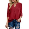 thumbnail image 2 of Fantaslook Womens Blouses 3/4 Sleeve V Neck Work Shirts Dressy Tops Chiffon Office Wear, 2 of 9