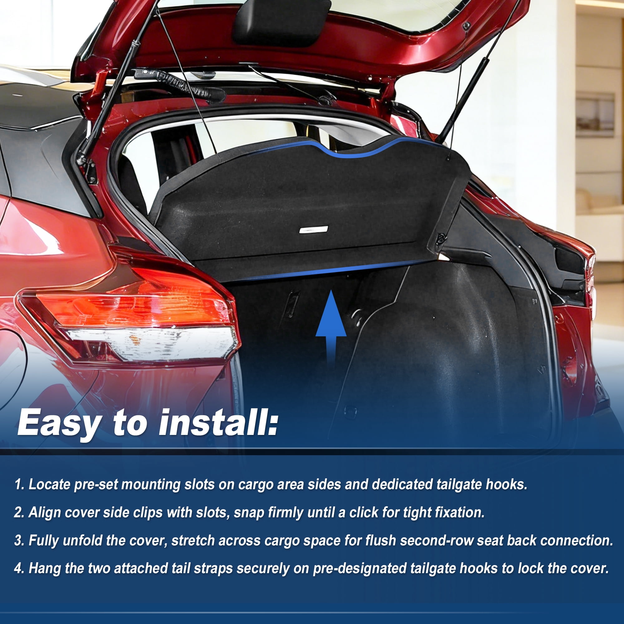 Unique Bargains Cargo Cover for Nissan Kicks 2025 2026 Rear Trunk Shade Non-Retractable
