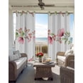thumbnail image 3 of Pink Flowers Blackout Curtains for Bedroom, Thermal Insulated Window Treatment, Sping Botanical Floral Leaves Butterflyvines Grommet Top Blackout Draperies and Drapes for Basement 27.5"x39" 2 Panels, 3 of 8