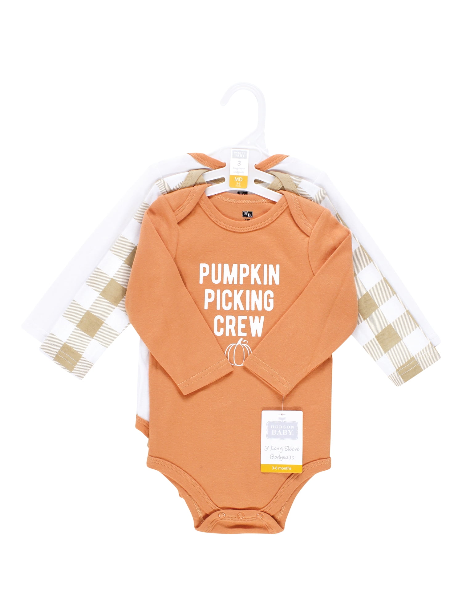 Hudson Baby Cotton Long-Sleeve Bodysuits, 3- Pack, Newborn- 24 Months