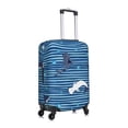 thumbnail image 3 of Gaeub Sharks on White Blue Striped Elastic Luggage Cover with Concealed Zipper Dust-Proof Luggage Cover Protector - 18-32 inch - Small, 3 of 9