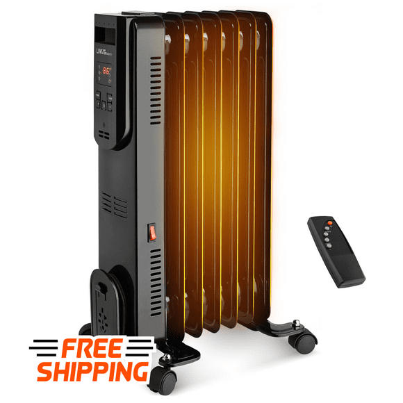Electric 1500W Oil Filled Radiator Heater,Adjustable Thermostat 3 Heat Setting and Overheating Protection, Full Room Quiet