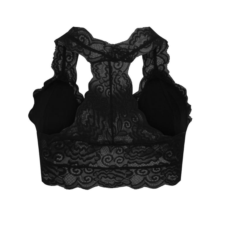 YanHoo Lace Trim Seamless Bras for Women V Neck Crop Vest Underwear No  Underwire Bras 
