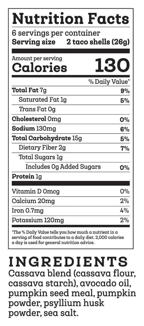 Coquilles à tacos sans céréales Siete Siete sans grains coquilles a taco