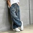 thumbnail image 6 of breaise Jeans for Teen Girls Elastic Waist Cargo Denim Pants with Pockets Y2K Baggy Casual Trousers, 6 of 6