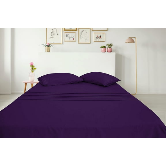 Greeny Green Luxury 1800 Bamboo Ultra Soft Sheet Set – Wrinkle Free, Deep Pocket, Machine Washable, Hypoallergenic, Fade Resistant Bedding Set - 4 Piece Set (Queen, Purple)
