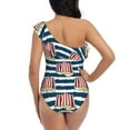 thumbnail image 5 of Honeii Popcorn On Blue Lines for women's one-piece swimsuit featuring a chic one-shoulder design experience elegance and style in the water-Large, 5 of 6