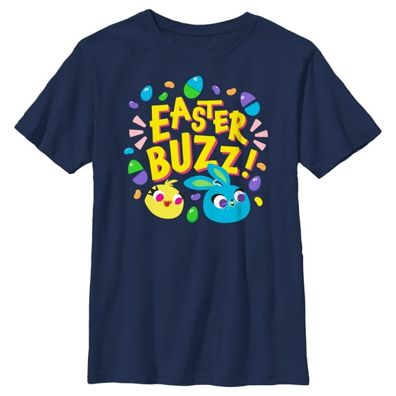 Boy's Toy Story 4 Ducky and Bunny Easter Buzz  Graphic Tee Navy Blue Medium