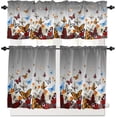 thumbnail image 2 of Butterfly Kitchen Window Curtain Set with Tiers and Valance, 3 Pieces Rod Pocket Valances Farm Style Butterfly Grey Gradient Window Treatment Semi Sheer Kitchen Bedroom Farmhouse Decor (52"W x 18"L), 2 of 6