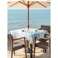 thumbnail image 2 of Outdoor Tablecloth with Umbrella Hole and Zipper, Coastal Blue Square Table Cloth 60x60 Inch Waterproof Tablecloth, Ocean Coral Starfish Jellyfish Seahorse Picnic Table Cover for Patio Camping, 2 of 7