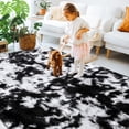 thumbnail image 2 of KIXINWA Area Rug for Bedroom Living Room, Machine Washable 4x6 Fluffy Shag Rug, Soft Plush Non Slip Carpet for Indoor Floor Bedside Nursery Kids Room, Home Decor Aesthetic, Tie-Dyed Black and White, 2 of 5