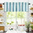 thumbnail image 3 of Cyan and White Striped Valances for Windows Gradient Rod Pocket Curtain Valance Window Treatment Short Curtains for Kitchen Living Room, 60"x14", 3 of 5