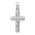 thumbnail image 1 of Pendentif Breloque Collier Croix Sainte Seigneur Jésus-Christ Réversible en Or Blanc 14k Religieux Latin, 1 of 6