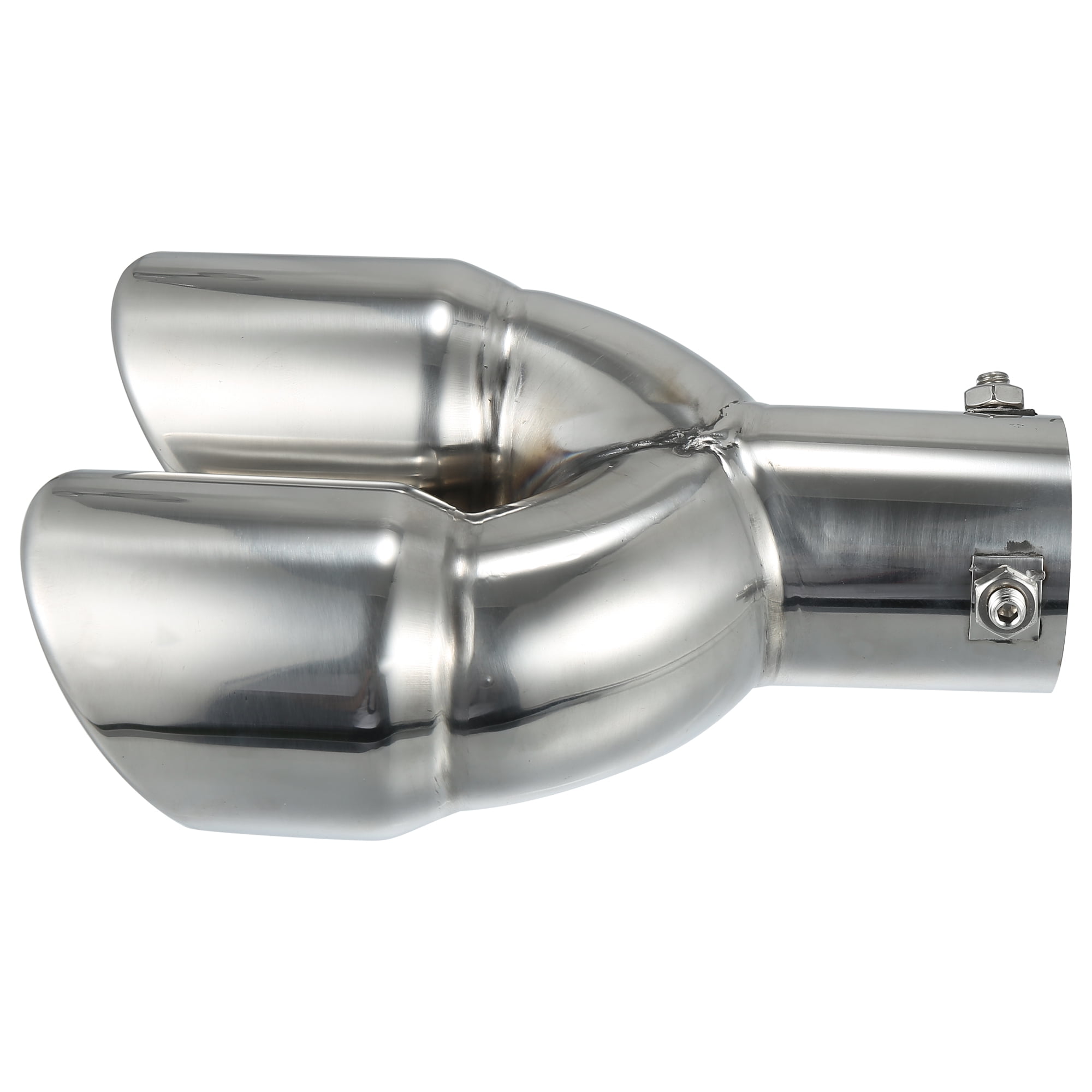 60mm 2.36 Inlet Straight Universal Car Double Exhaust Tip Exhaust Tailpipe Stainless  Steel Silver Tone 