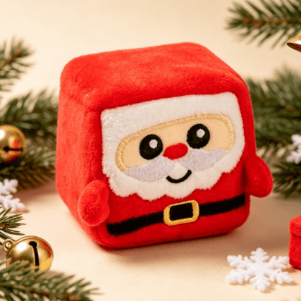 Christmas Cube Squishies Toys, Festive Christmas Squishy Cube Plush Assortment, Soft Stuffed Cube Santa Figures, Cute Xmas Tabletop Decor